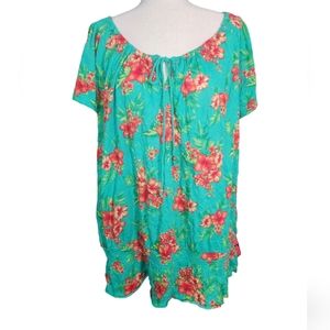 French Laundry Tropical Green Floral Blouse